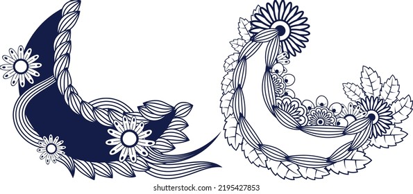 Arabic floral Moon pattern background, moon coloring page
