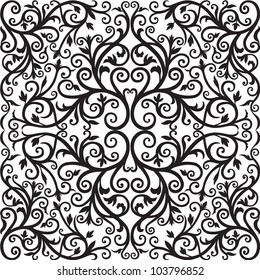  Arabic floral pattern. Black graphics. Vector.