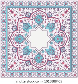 Arabic floral pattern in Victorian style. Ornamental for Card for cafe, restaurant, shop, print, banner, wedding invitation, book cover, certificate. Save the date. India, Arabic Dubai turkish Islam