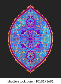 Arabic floral pattern in Victorian style. Ornamental for Card for cafe, restaurant, shop, print, banner, wedding invitation, book cover, certificate. Save the date. India, Arabic Dubai turkish Islam