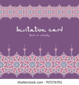 Arabic floral pattern in Victorian style. Ornamental for Card for cafe,restaurant, shop, print. Save the date. 