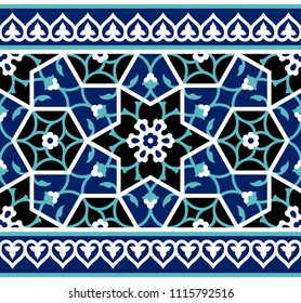 Arabic Floral Seamless Border. Traditional Islamic Design. Mosque decoration element.