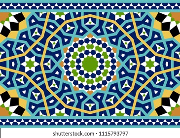 Arabic Floral Seamless Border. Traditional Islamic Design. Mosque decoration element.