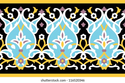 Arabic Floral Seamless Border. Traditional Islamic Design. Mosque decoration element.