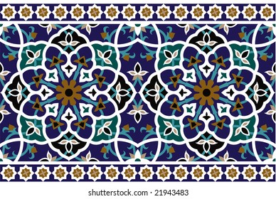 Arabic Floral Seamless Border. Traditional Islamic Design. Mosque decoration element.