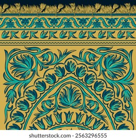 Arabic Floral Seamless Border. Traditional Islamic Design in vector form. Mosque decoration element.