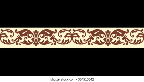 Arabic Floral Seamless Border. Traditional Islamic Design. Mosque decoration element.