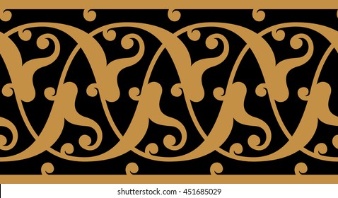 Arabic Floral Seamless Border. Traditional Islamic Design. Mosque decoration element.