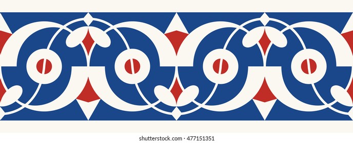 Arabic Floral Seamless Border. Traditional Islamic Design. Mosque decoration element.