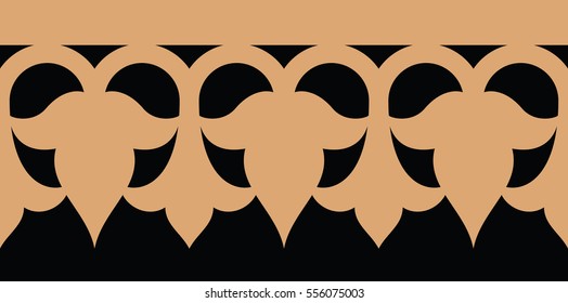 Arabic Floral Seamless Border. Traditional Islamic Design. Mosque decoration element.