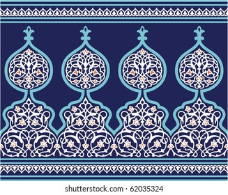 Arabic Floral Seamless Border. Traditional Islamic Design. Mosque Decoration Element.