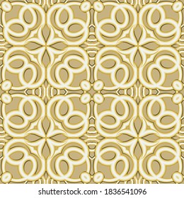 Arabic floral seamless pattern. Ornamental lace background. Repeat arabesque vector backdrop. Vintage line art surface ornaments. Elegance flowers, lines, shapes, leaves. Beautiful ornate design.