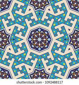 Arabic Floral Seamless Pattern. Traditional Arabic Islamic Background. Mosque decoration element.