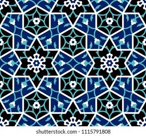 Arabic Floral Seamless Pattern. Traditional Arabic Islamic Background. Mosque decoration element.