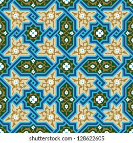 Arabic Floral Seamless Pattern. Traditional Arabic Islamic Background. Mosque decoration element.