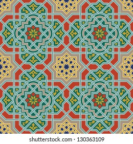 Arabic Floral Seamless Pattern. Traditional Arabic Islamic Background. Mosque decoration element.