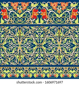 Arabic floral seamless pattern. Traditional arabic islamic background. Mosque decoration element. Vector illustration.