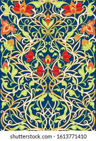 Arabic floral seamless pattern. Traditional arabic islamic background. Mosque decoration element. Vector illustration.