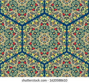 Arabic floral seamless pattern. Traditional arabic islamic background. Mosque decoration element. Vector illustration.