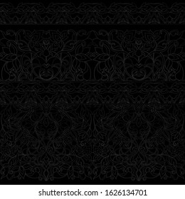 Arabic floral seamless pattern. Traditional arabic islamic background. Mosque decoration element. Vector illustration in black colors.
