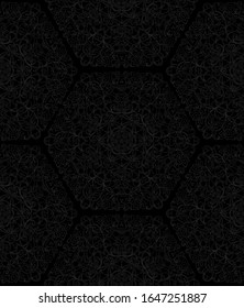 Arabic floral seamless pattern. Traditional arabic islamic background. Mosque decoration element. Vector illustration in black colors.