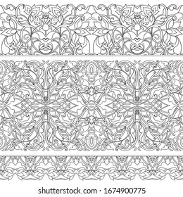 Arabic floral seamless pattern. Traditional arabic islamic background. Mosque decoration element. Outline vector illustration.