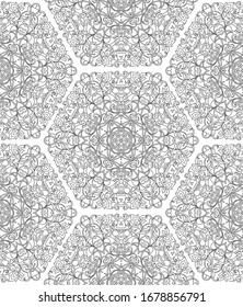 Arabic floral seamless pattern. Traditional arabic islamic background. Mosque decoration element. Outline vector illustration.