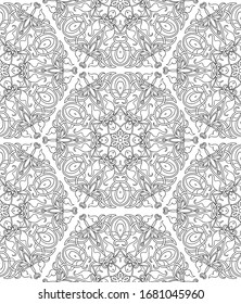 Arabic floral seamless pattern. Traditional arabic islamic background. Mosque decoration element. Outline vector illustration.