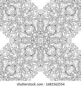 Arabic floral seamless pattern. Traditional arabic islamic background. Mosque decoration element. Outline vector illustration.