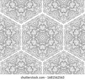 Arabic floral seamless pattern. Traditional arabic islamic background. Mosque decoration element. Outline vector illustration.