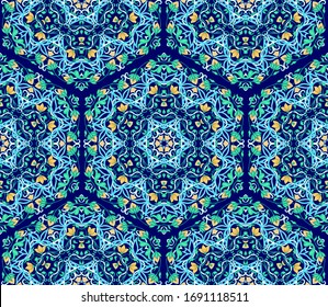 Arabic floral seamless pattern. Traditional arabic islamic background. Mosque decoration element. Vector illustration.