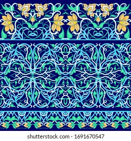 Arabisches, nahtloses Muster. Traditioneller arabischer islamischer Hintergrund. Moschee Dekorationselement. Vektorillustration.