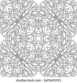 Arabic floral seamless pattern. Traditional arabic islamic background. Mosque decoration element. Outline vector illustration.