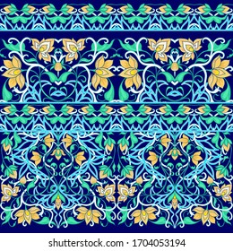 Arabic floral seamless pattern. Traditional arabic islamic background. Mosque decoration element. Vector illustration.