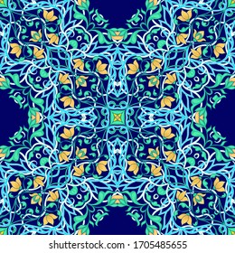 Arabic floral seamless pattern. Traditional arabic islamic background. Mosque decoration element. Vector illustration.