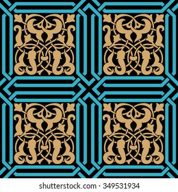 Arabic Floral Seamless Pattern. Traditional Arabic Islamic Background. Mosque decoration element.