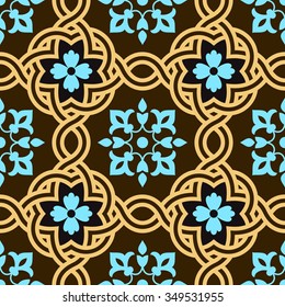 Arabic Floral Seamless Pattern. Traditional Arabic Islamic Background. Mosque decoration element.
