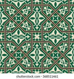 Arabic Floral Seamless Pattern. Traditional Arabic Islamic Background. Mosque decoration element.