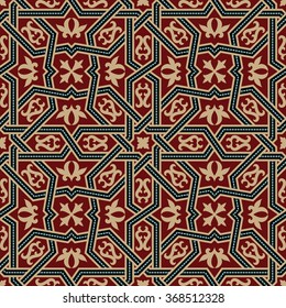 Arabic Floral Seamless Pattern. Traditional Arabic Islamic Background. Mosque decoration element.