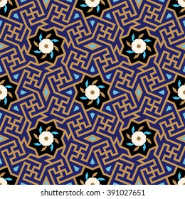 Arabic Floral Seamless Pattern. Traditional Arabic Islamic Background. Mosque decoration element.