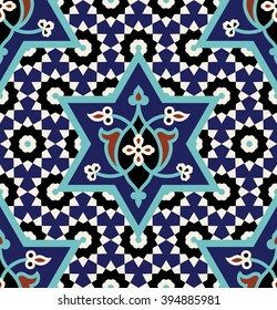 Arabic Floral Seamless Pattern. Traditional Arabic Islamic Background. Mosque decoration element.