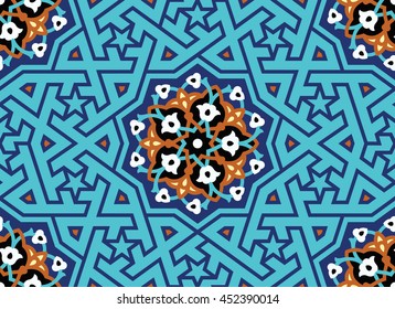 Arabic Floral Seamless Pattern. Traditional Arabic Islamic Background. Mosque decoration element.