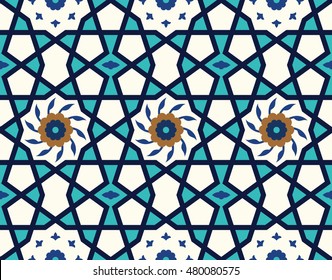 Arabic Floral Seamless Pattern. Traditional Arabic Islamic Background. Mosque decoration element.