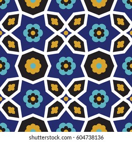 Arabic Floral Seamless Pattern. Traditional Arabic Islamic Background. Mosque decoration element.