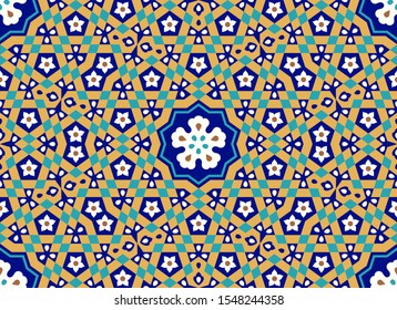 Arabic Floral Seamless Pattern for your design. Traditional Arabic Islamic Background. Mosque decoration element.
