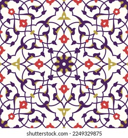 Arabic Floral Seamless Pattern for your design. Traditional Arabic Islamic Background. Mosque decoration element