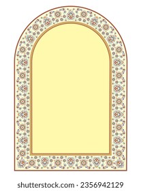 Arabic flower frame, traditional Islamic design, traditional Turkish tezhip flower ornament, Suitable for use in mosque decoration, calligraphy, frames. in use with text input in the center area