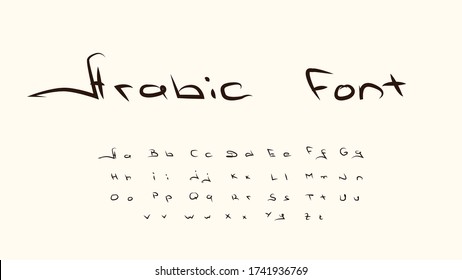 Arabic font, english alphabet on white background