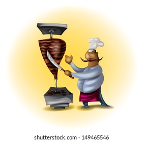 Arabic Food Chef, Shawarma, Donar, Kebab (Vector Art)