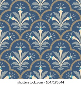 Arabic foral seamless pattern. Traditional arabic islamic background. Mosque decoration element.